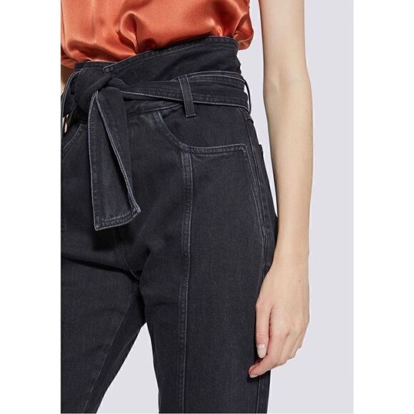 IRO Ouzilly Paperbag Belted Faded Black High Rise Tapered Jeans Sz 8 NWT - Picture 2 of 12